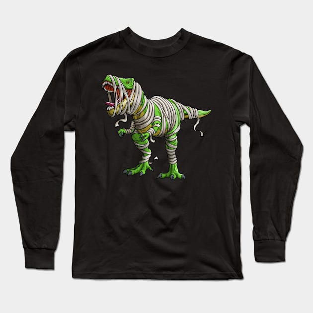 Dinosaur T Rex Mummy Funny Halloween Dino Kids Long Sleeve T-Shirt by Blink_Imprints10